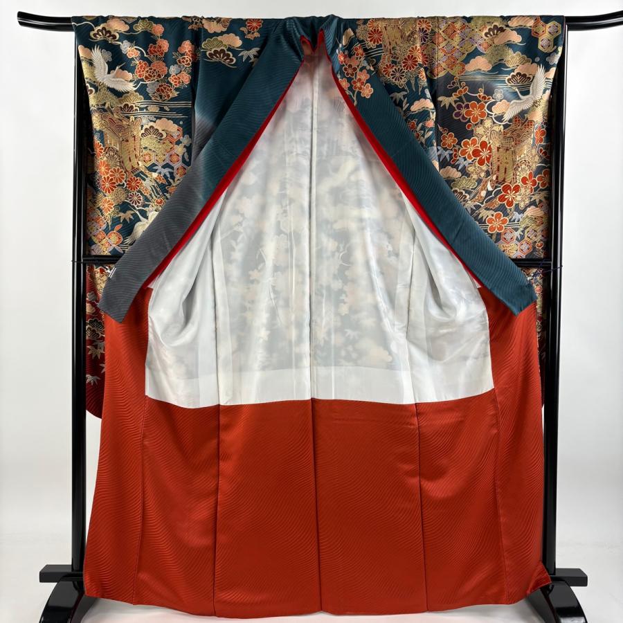 振袖 身丈167cm 裄丈68cm L 袷 袋帯フルセット 花鳥 御所車 金糸