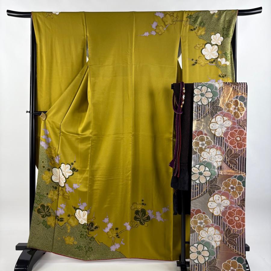 振袖 身丈164.5cm 裄丈66cm M 袷 袋帯フルセット やまと 枝梅 金彩
