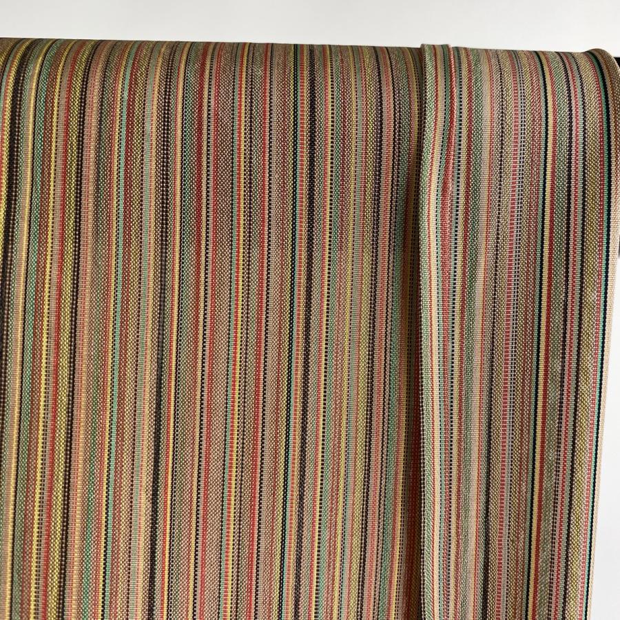 道中着 身丈125cm 裄丈68.5cm L 和装コート 着物衿 縦縞 鶯色 正絹