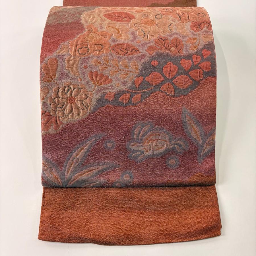 HASHIMOTO 花柄 袋帯　美品 美品 袋帯 名品 落款あり 辻が花 金糸 箔 緑 お太鼓柄 正絹 中古