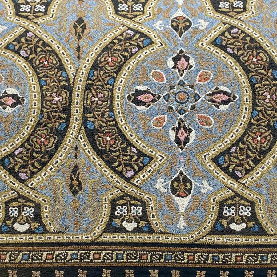 美品 袋帯 逸品 蒋雪英 落款あり 草花 幾何学模様 相良刺繍 金糸 青黒