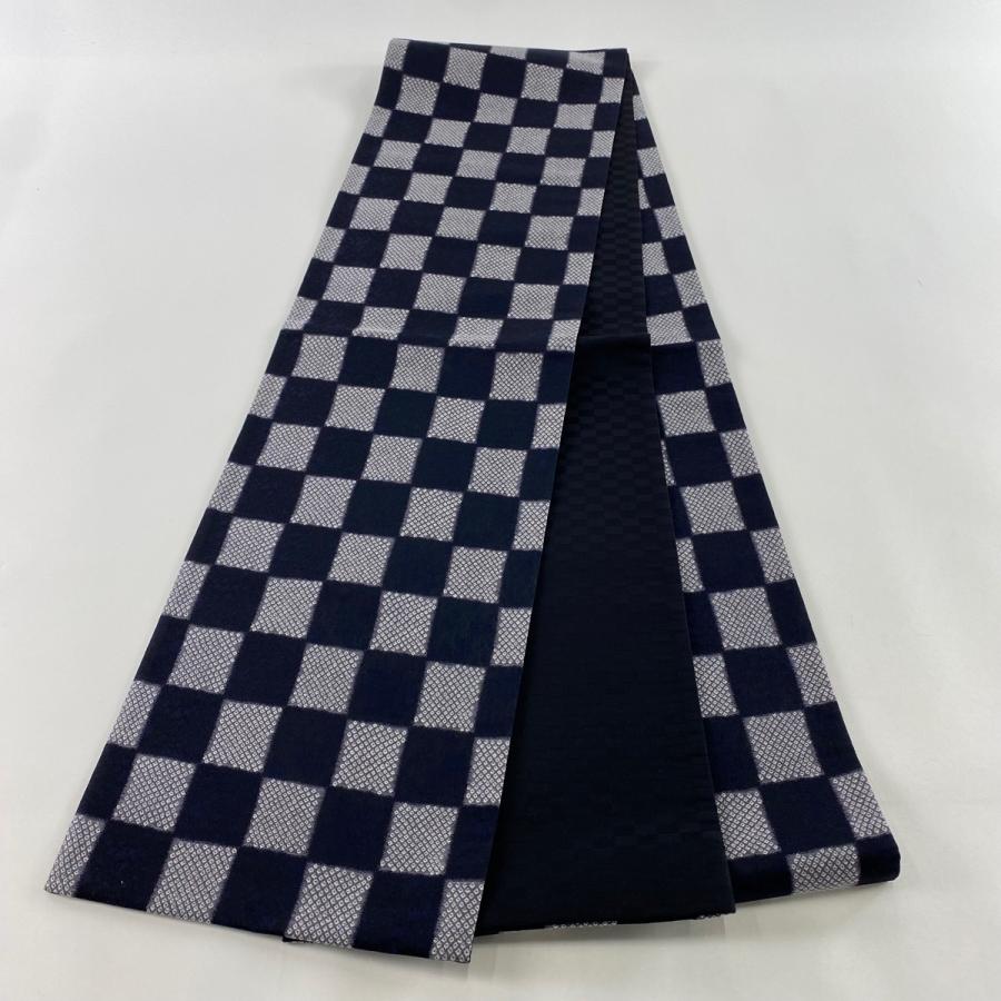 美品 袋帯 名品 市松 疋田 青紫 全通 正絹 中古 : リユースセレクト