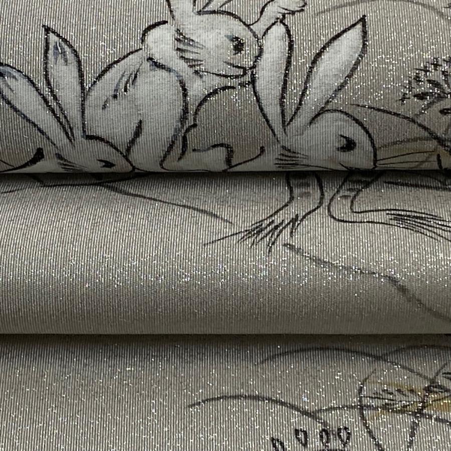 美品 袋帯 逸品 落款あり 山科春宣 リバーシブル 鳥獣戯画 箔