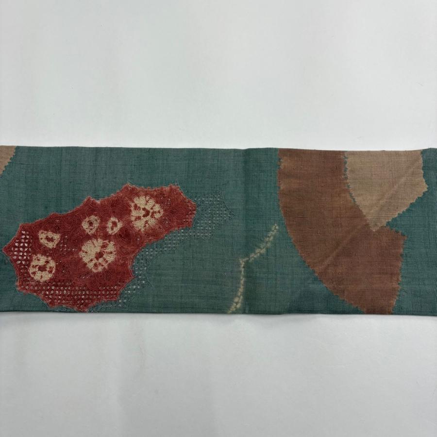 【未使用　晩夏秋向】名古屋帯　秋草　夏紬　帯丈374cm 帯幅31cm 名古屋帯 夏 撫松庵 夏物 レース 袋名古屋帯 全3色 濃紫 灰色 白