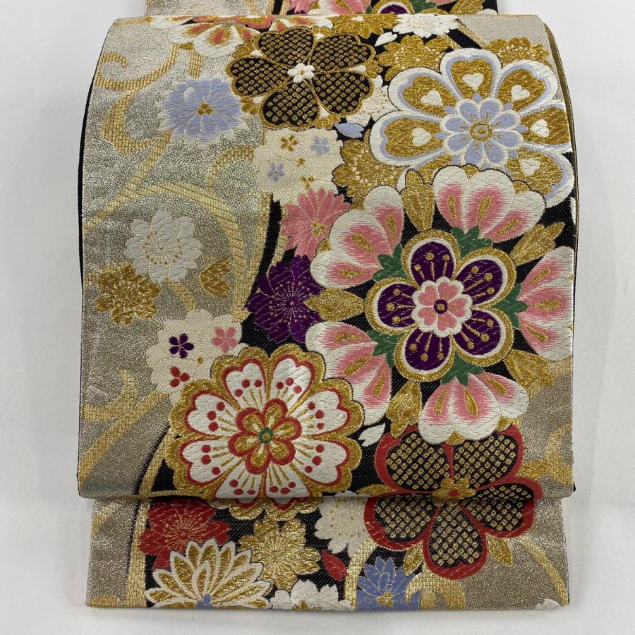 高級◆新品未使用◆引箔本袋帯◆流水/花丸紋/唐草◆袋帯/六通柄/金糸/正絹 高級引箔本袋帯流水花丸紋唐草袋帯六通柄金糸絹袋帯 秀品 振袖向き