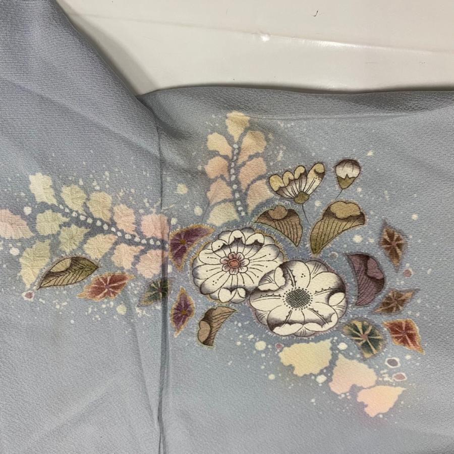 訪問着 身丈162cm 裄丈65cm M 袷 落款あり 辻が花 ぼかし 水色