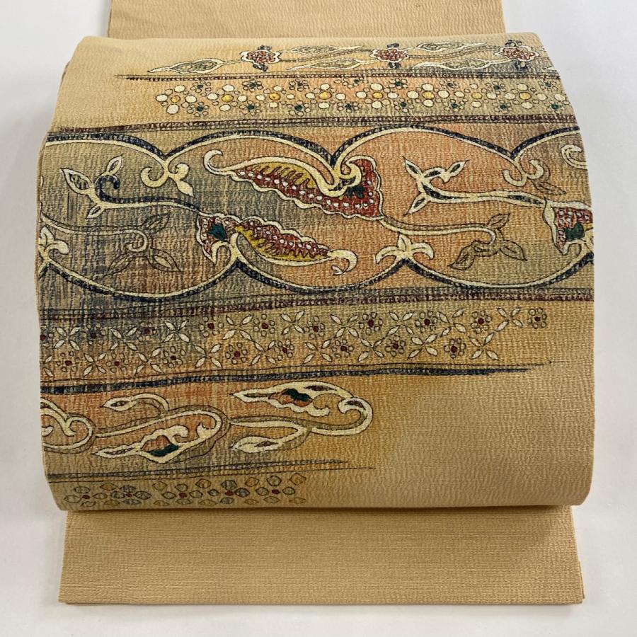 名古屋帯　花唐草　正絹 名古屋帯 正絹 美しい花唐草 九寸 MA-2718 - メルカリ