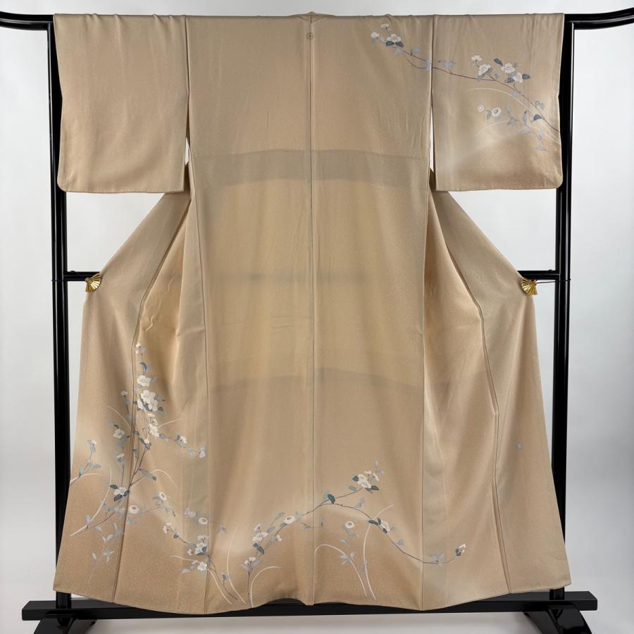 【美品】 訪問着 身丈155cm 裄丈64.5cm 正絹 秀品 【中古】 美品】 訪問着 身丈155cm 裄丈62.5cm S 袷 霞 草花 総絞り 黒 正絹 秀