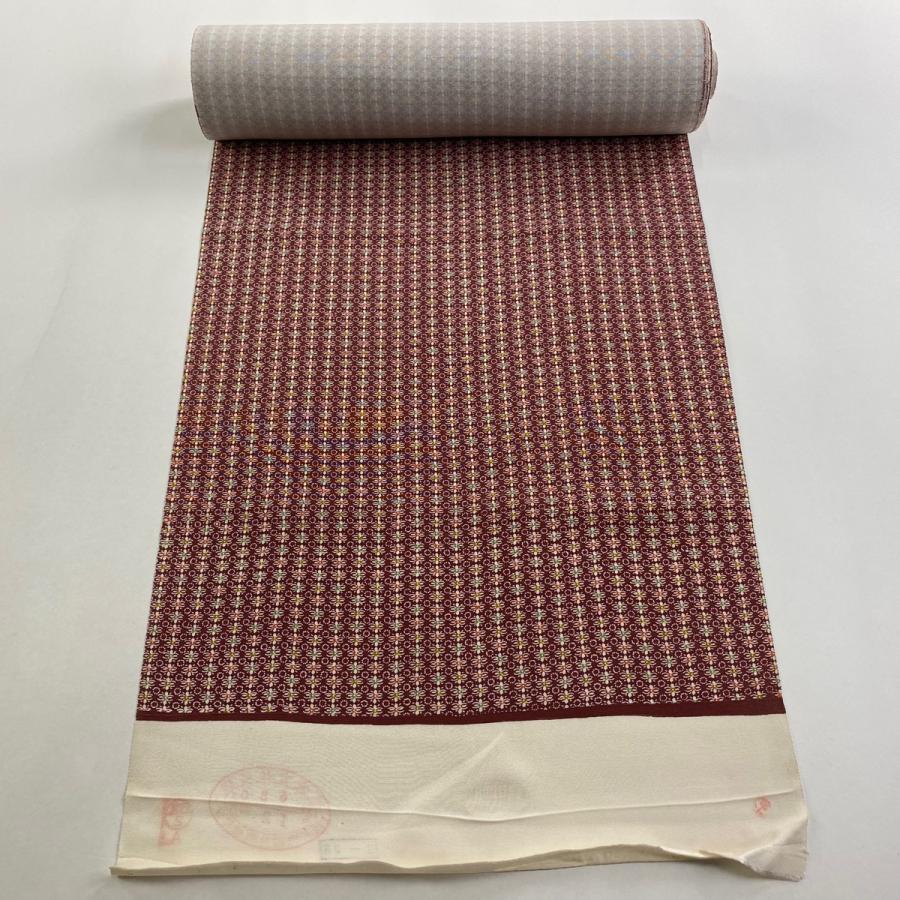 反物 秀品 小紋 花柄 小豆色 正絹 中古 : リユースセレクトショップ