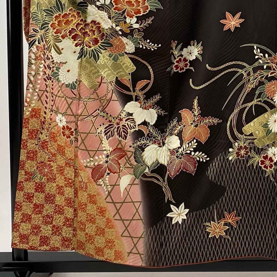 【振袖】 金糸無地 鹿子 雲 紋様 着物 袷 広衿 小振袖 身丈約159cm 振袖】 金糸無地 鹿子 雲 紋様 着物 袷 広衿 小振袖 身丈約159cm