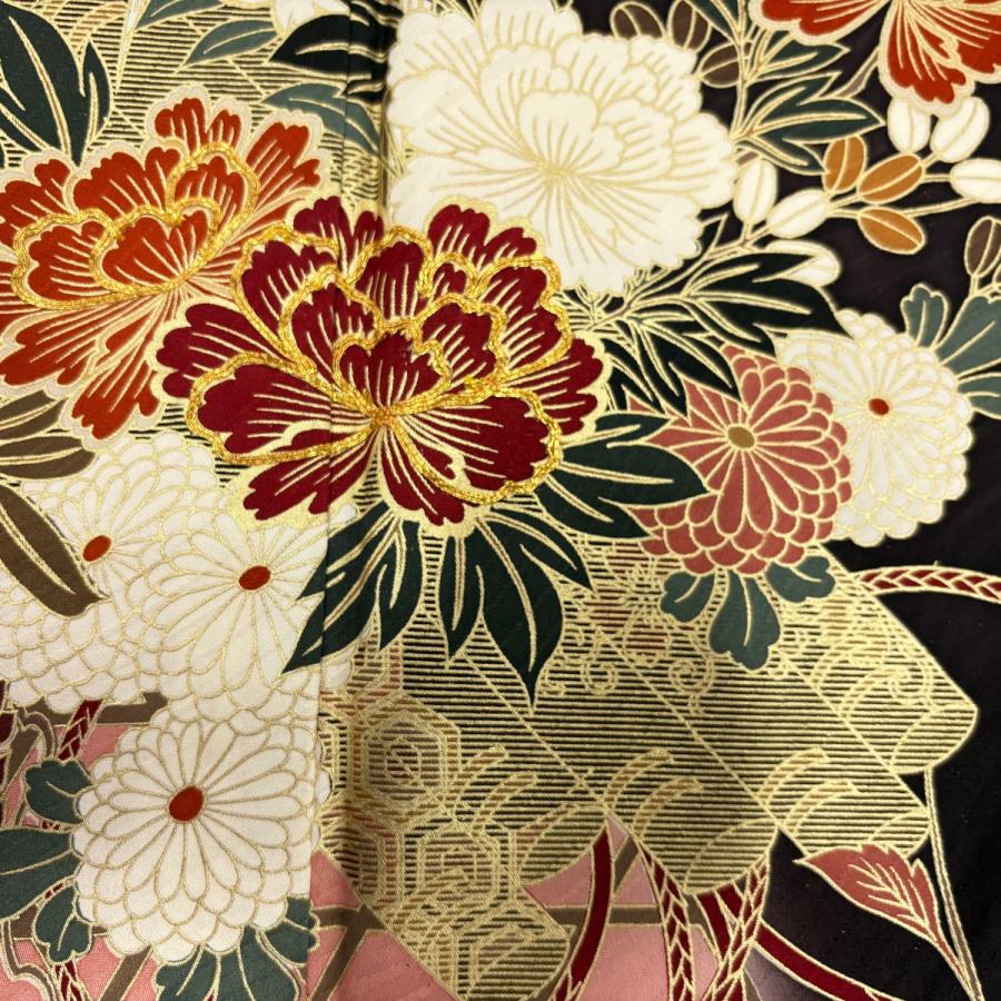 【振袖】 金糸無地 鹿子 雲 紋様 着物 袷 広衿 小振袖 身丈約159cm 振袖】 金糸無地 鹿子 雲 紋様 着物 袷 広衿 小振袖 身丈約159cm