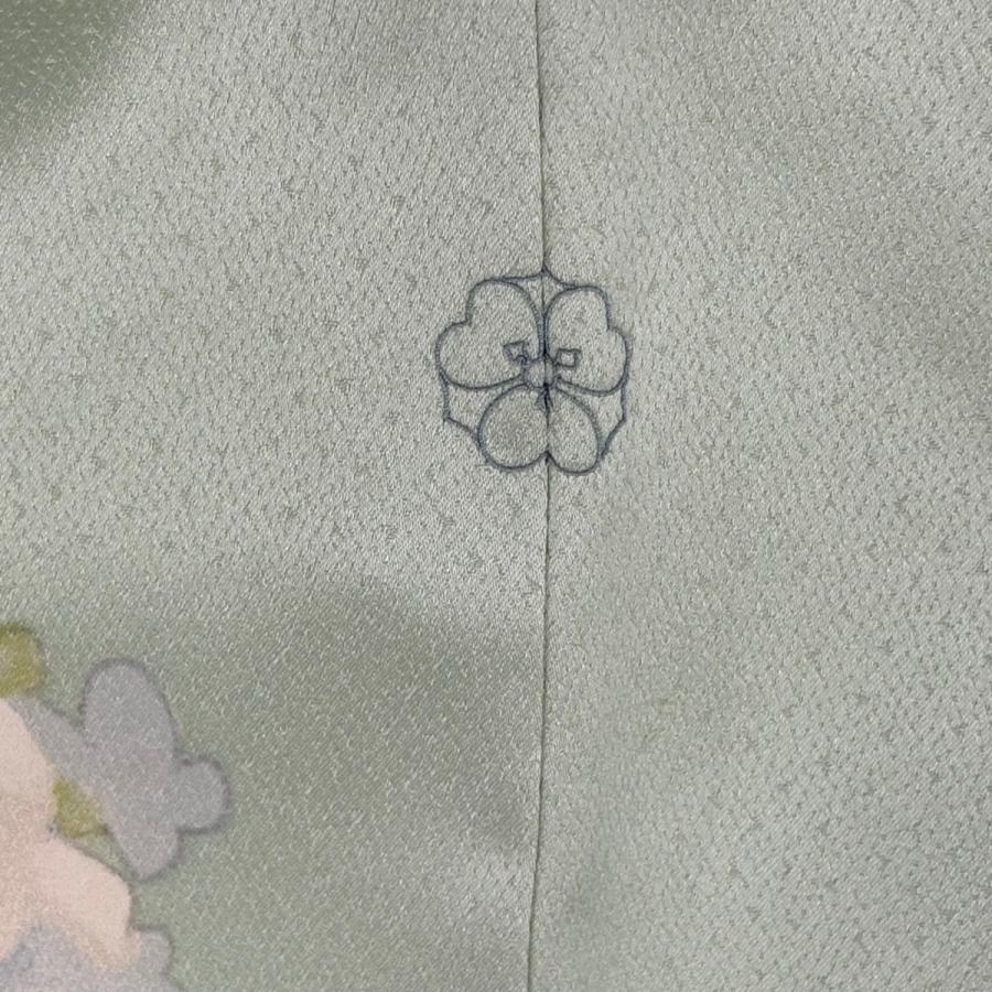 訪問着 身丈163.5cm 裄丈64cm M 袷 枝花 染め分け 薄緑 正絹 秀品 一つ