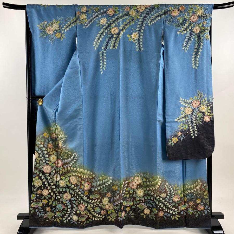 美品 振袖 身丈165.5cm 裄丈66.5cm M 袷 翠山工房 落款あり 辻が花 金