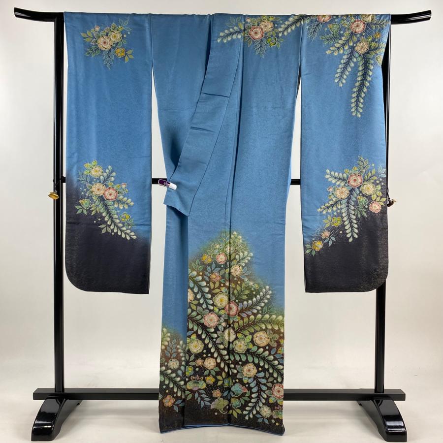 美品 振袖 身丈165.5cm 裄丈66.5cm M 袷 翠山工房 落款あり 辻が花 金