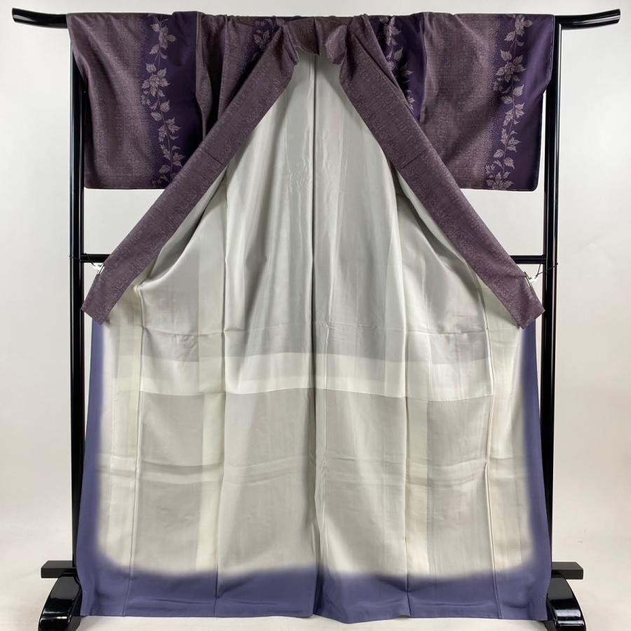 屋久島紫芋大島紬 美品 大島紬 身丈171.5cm 裄丈71cm L 袷 植物染 屋久島紫いも染 やまと