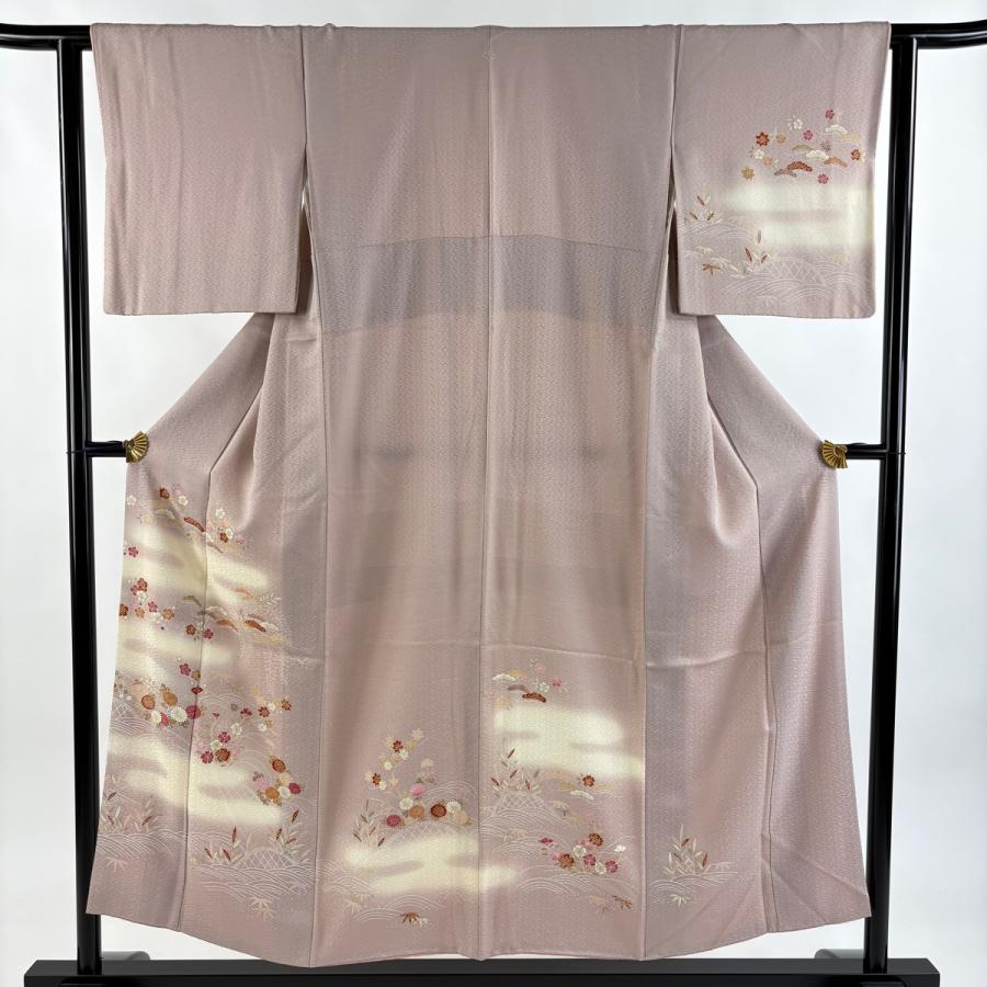 付下げ 身丈152cm 裄丈62.5cm S 袷 松竹梅 菊 金彩 ぼかし 薄紫 正絹