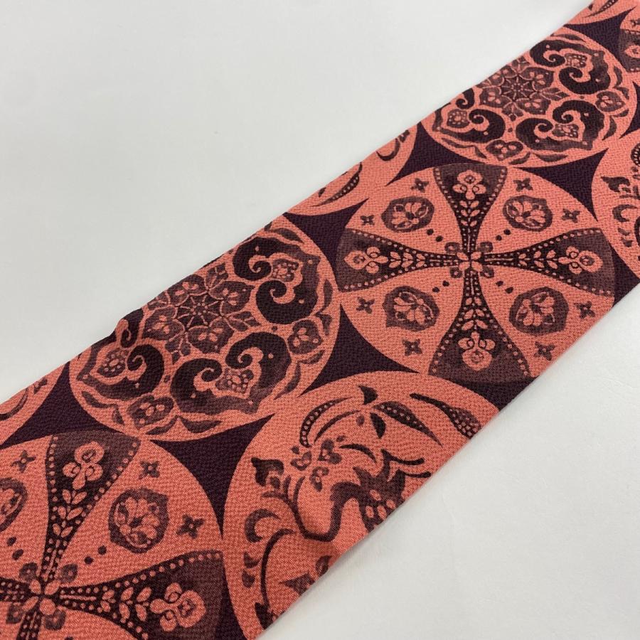 名古屋帯 秀品 華文 鳥 縮緬 灰紫 正絹 中古 : リユースセレクト