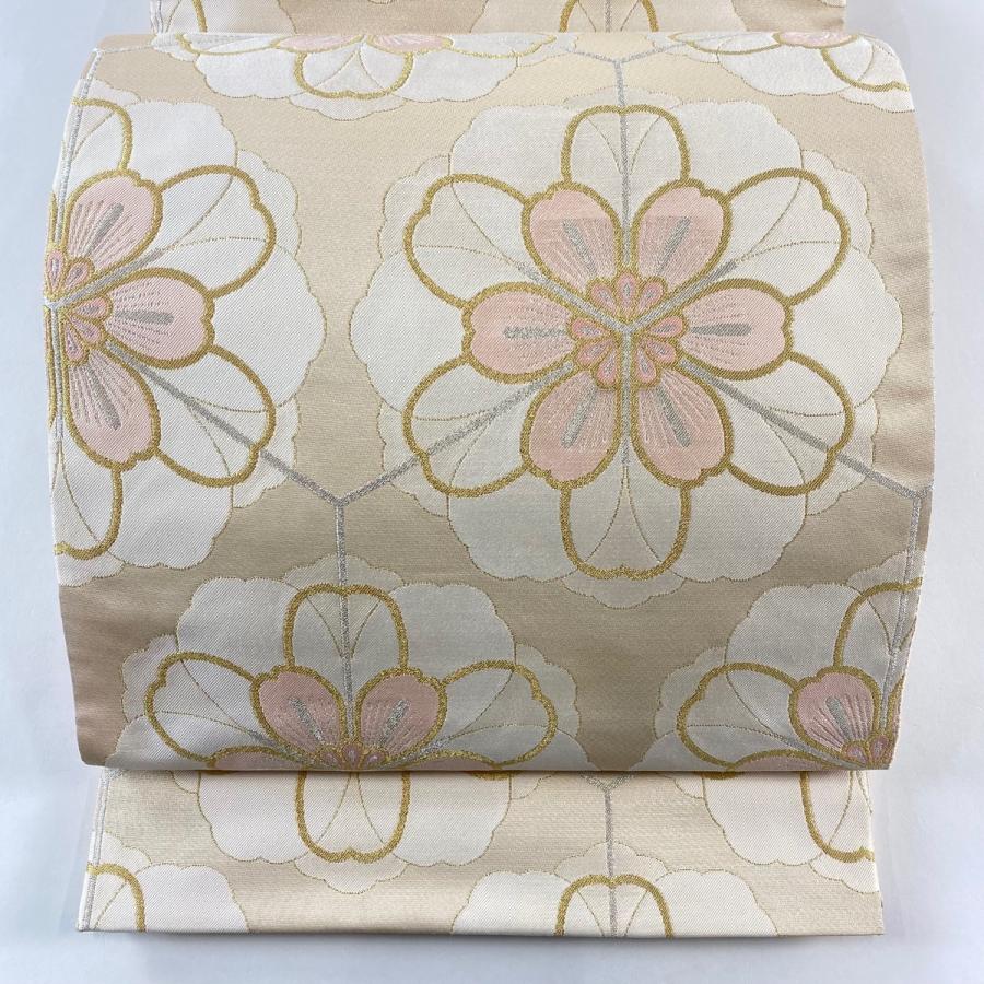 袋帯 美品 逸品 人間国宝 北村武資 落款 華文 草花 灰茶 六通 正絹