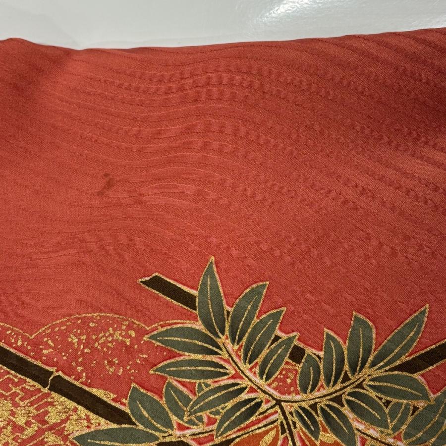 振袖 身丈159cm 裄丈63cm S 袷 鳳凰 笠松 金糸 金彩 サーモンピンク