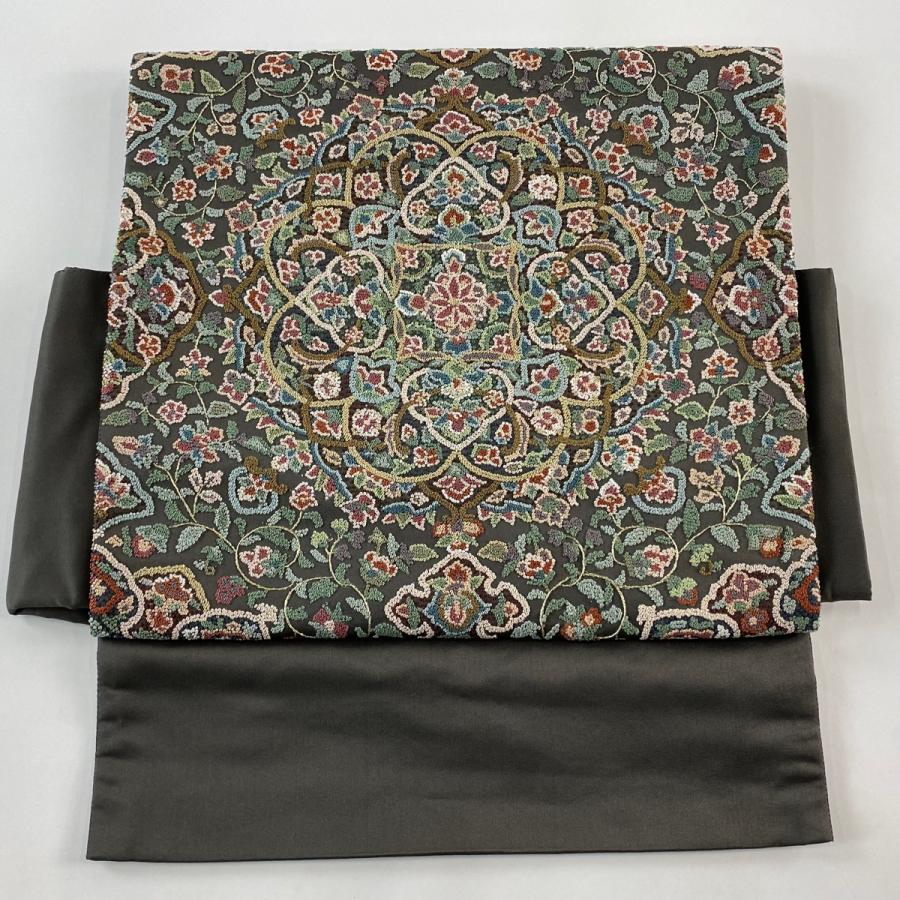 ナ4【26】◆逸品◆正絹◆色無地フルセット　 ◆地模様（花文様刺繍） Amazon | 刺繍 生地 布 綿100% 花柄 約幅140cmx長さ50cm (青色