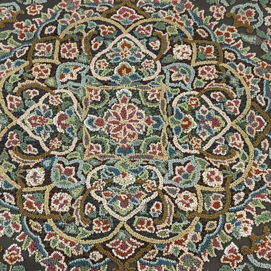 付け帯 美品 逸品 作り帯 華文 草花 相良刺繍 金糸 墨色 正絹