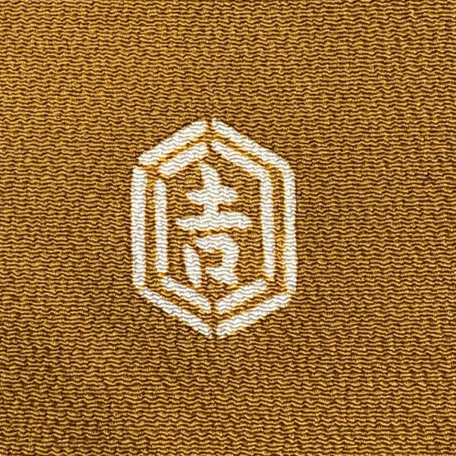 美品 名古屋帯 逸品 栗山吉三郎 落款あり 桜 楓 縮緬 山吹茶色
