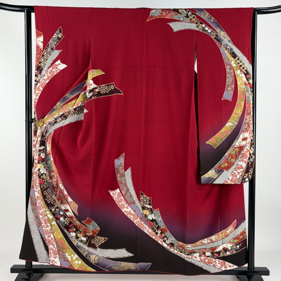 振袖 身丈157cm 裄丈62.5cm S 袷 藤娘きぬたや 熨斗 草花 金彩 ぼかし