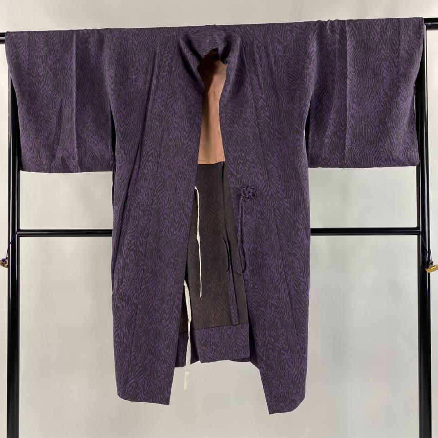 美品 道中着 身丈111.5cm 裄丈66.5cm M 和装コート 木目 幾何学