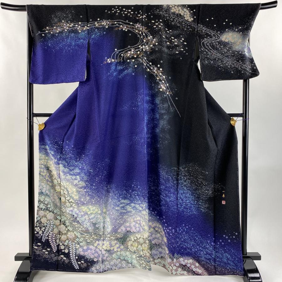 美品 訪問着 身丈166cm 裄丈69cm L 袷 吉乃一廉 落款あり 辻が花 流水
