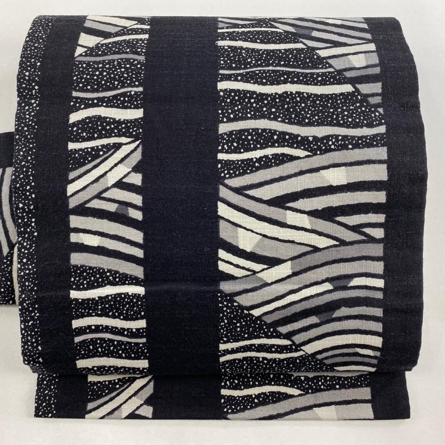 名古屋帯 秀品 幾何学 黒 正絹 中古 : リユースセレクトショップ
