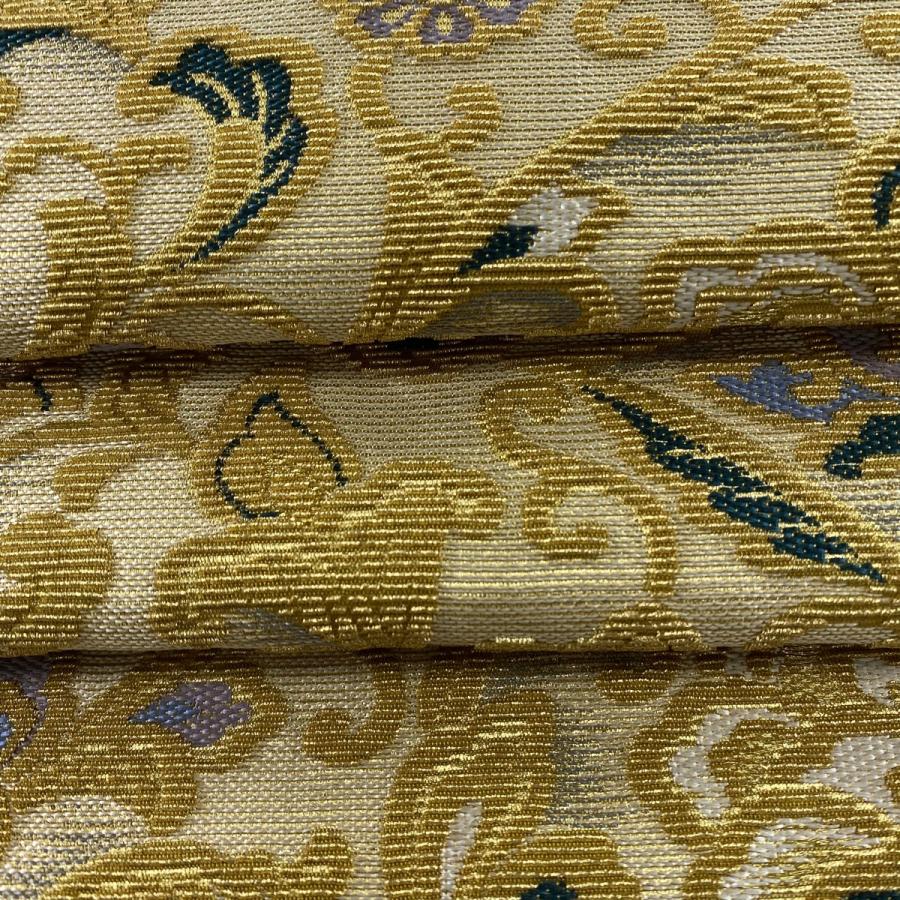 逸品 唐織 能衣唐草文 正絹六通柄袋帯 古典柄 花菱蔓唐花 金糸 訪問着 帯締付 楽天市場】平和屋着物◎六通柄袋帯 唐織 舞蝶花唐草文 黒地 金銀糸