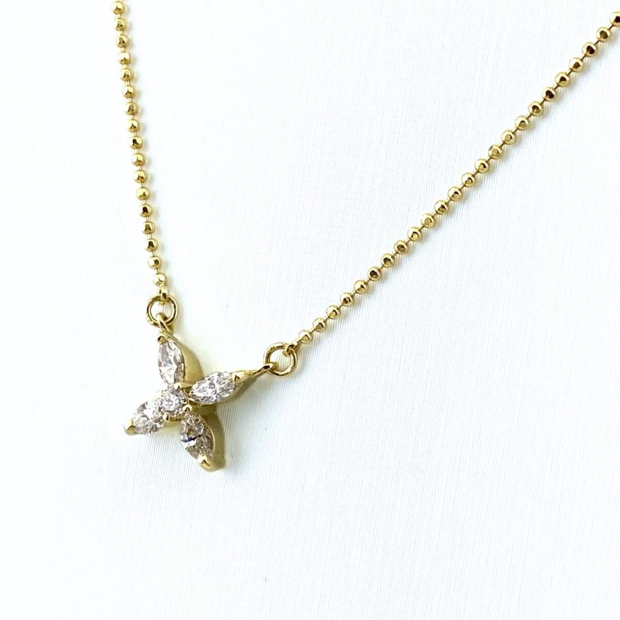 メレダイヤ デザインネックレス YG イエローゴールド ペンダント  