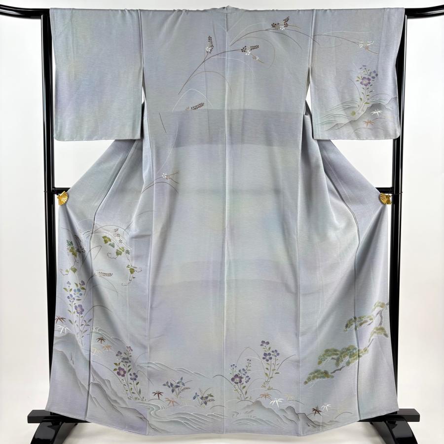 訪問着 美品 名品 身丈163cm 裄丈66.5cm 正絹 【中古】 訪問着 身丈163cm 裄丈66.5cm M 袷 草花 有職文様 金彩 絞り ピンク