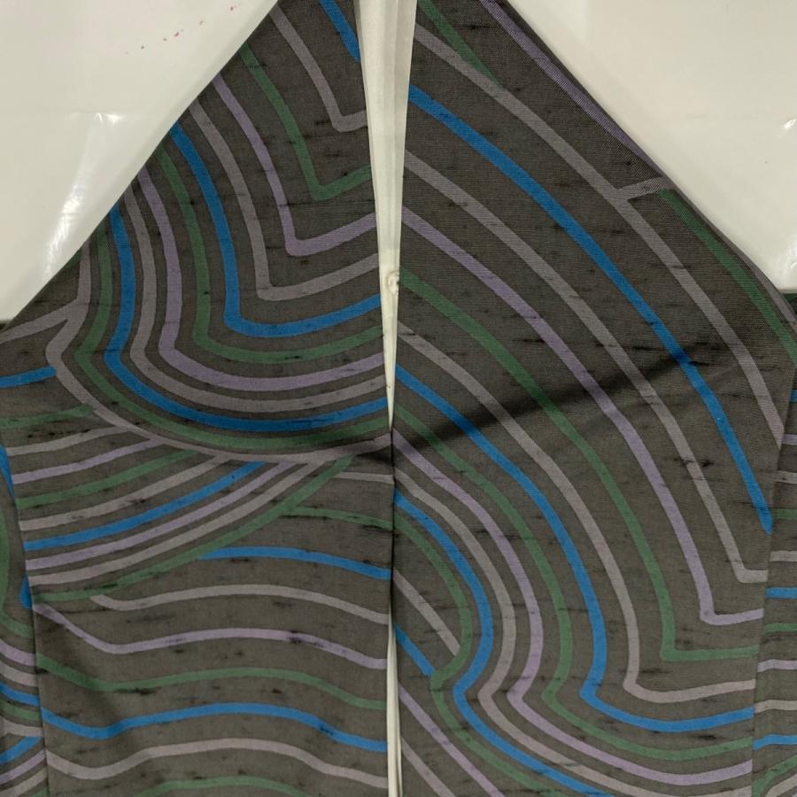 新品　美品　袷　正絹　結城紬　小紋　フルセット　身丈167 裄丈67 中古】 紬 結城紬「奥順謹製」証紙 レディース 正絹 紺 身丈