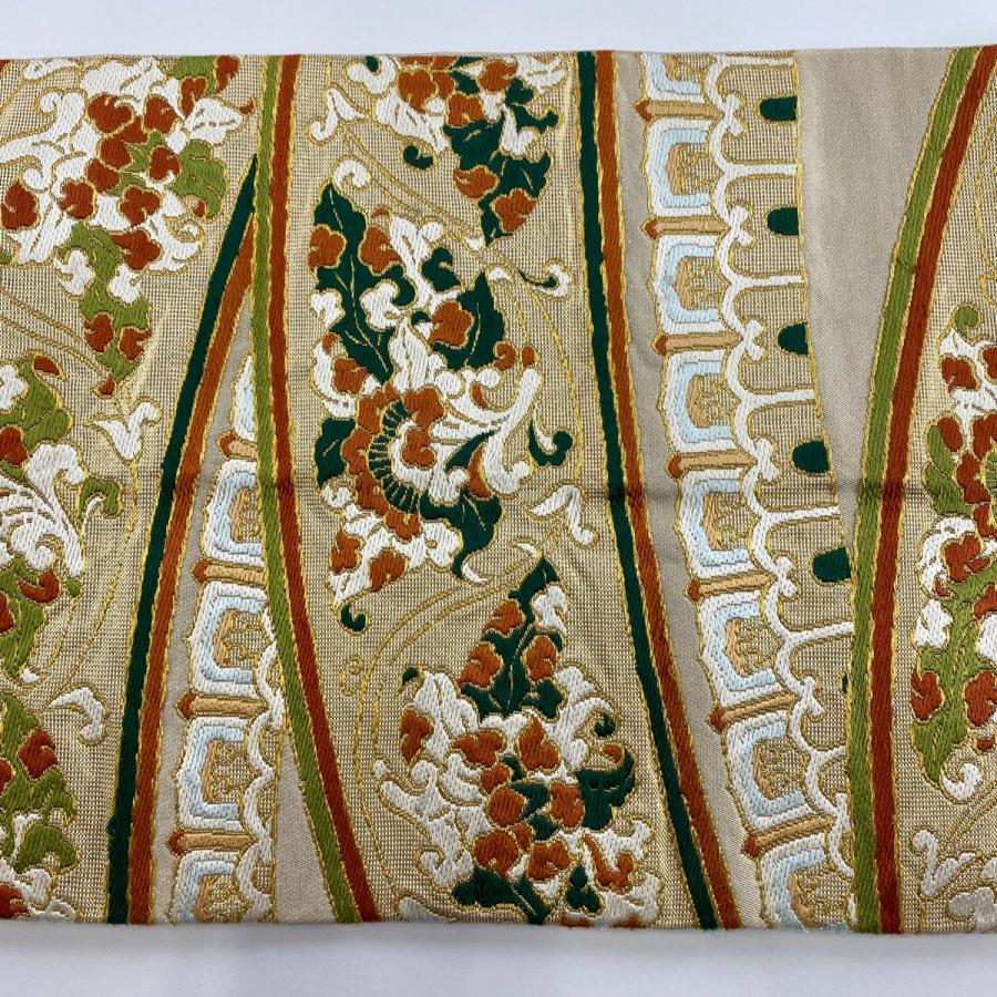 袋帯 逸品 龍村美術織物 落款あり たつむら 花唐草 幾何学模様 金糸 箔