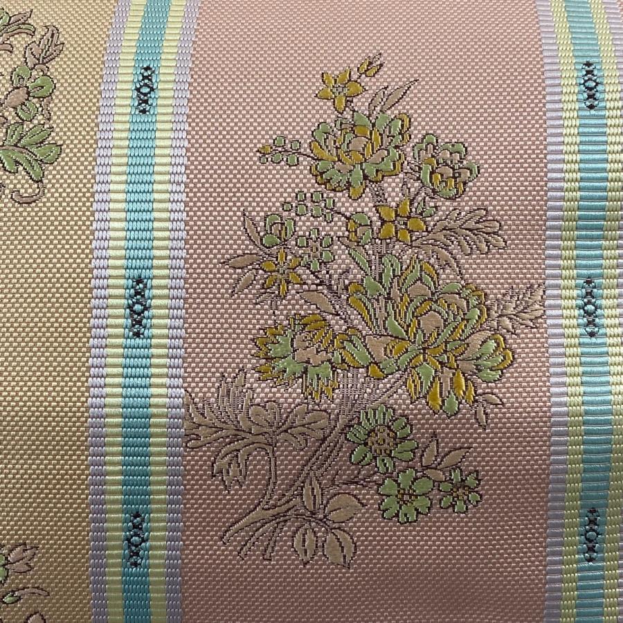 名古屋帯 秀品 松葉仕立て 関西仕立て 八寸名古屋帯 紬地 枝花 縞