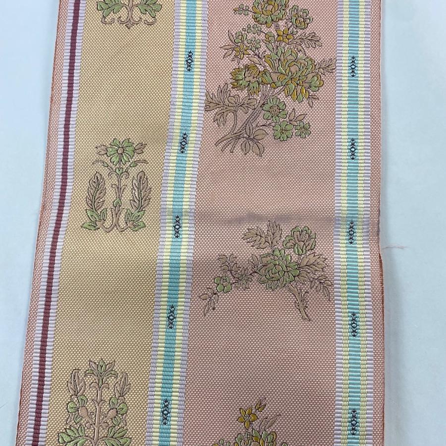 名古屋帯 秀品 松葉仕立て 関西仕立て 八寸名古屋帯 紬地 枝花 縞