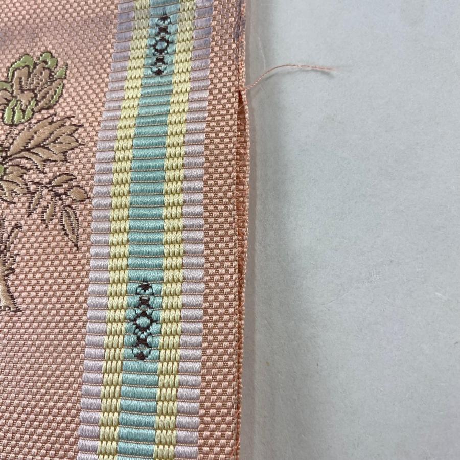 名古屋帯 秀品 松葉仕立て 関西仕立て 八寸名古屋帯 紬地 枝花 縞