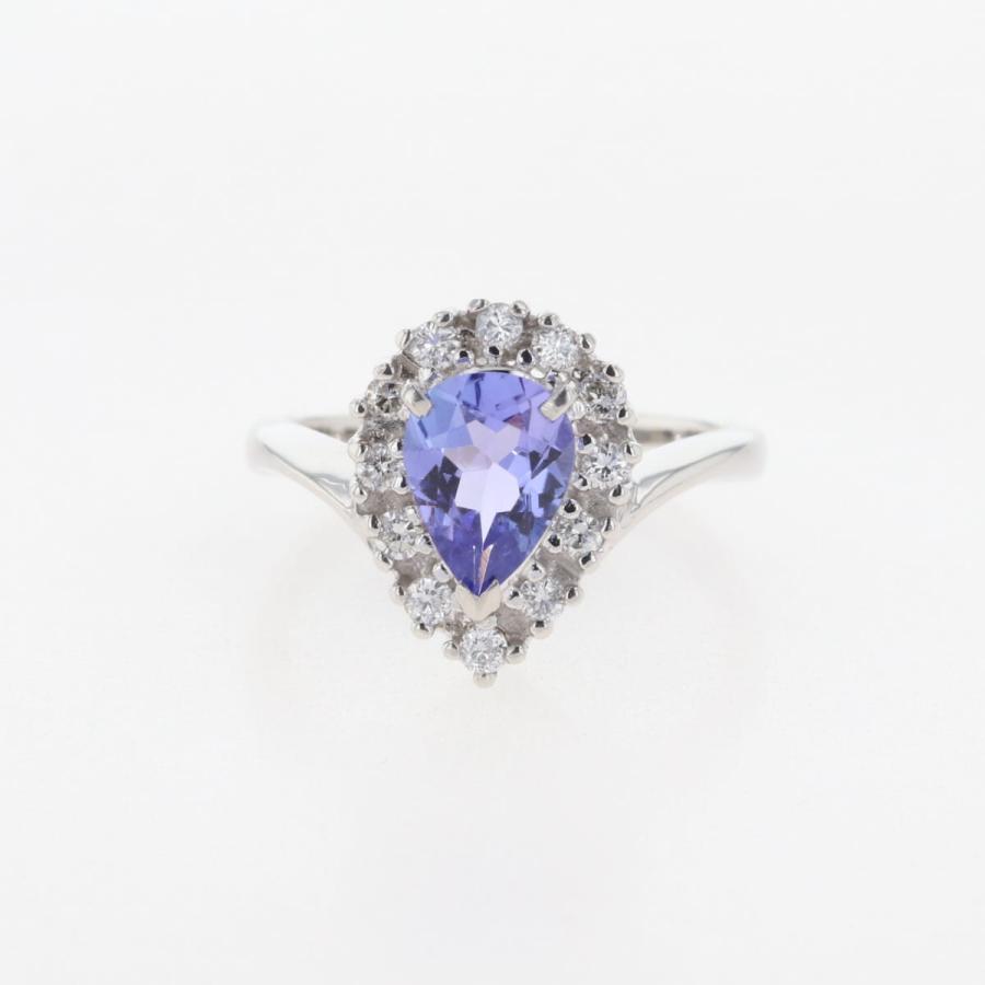 タンザナイト デザインリング プラチナ メレダイヤ 指輪 リング 10号  