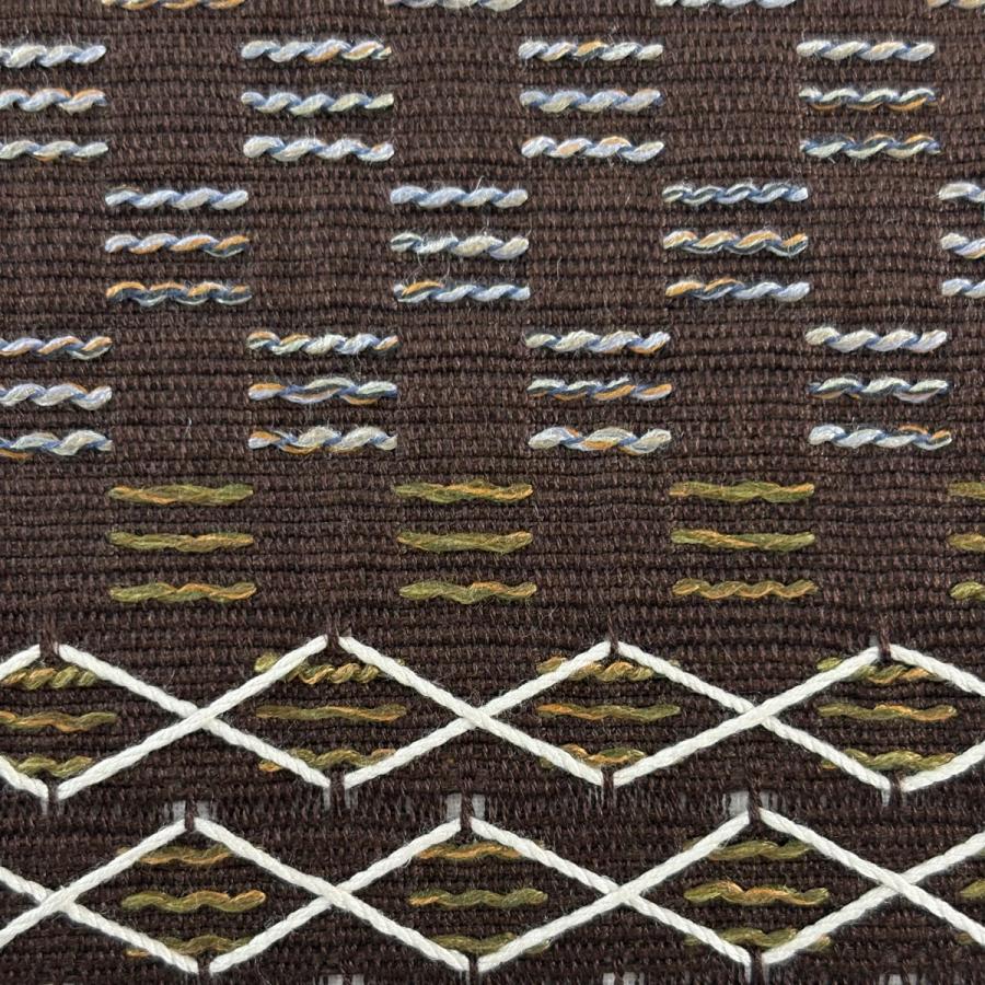 名古屋帯 逸品 八寸名古屋帯 松葉仕立て 縞 幾何学 茶色 正絹 中古