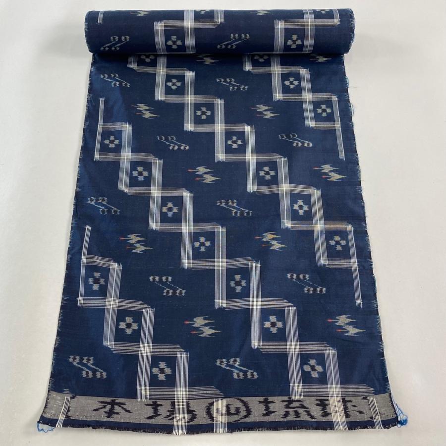 反物 逸品 幾何学模様 藍色 正絹 中古 : リユースセレクトショップ  