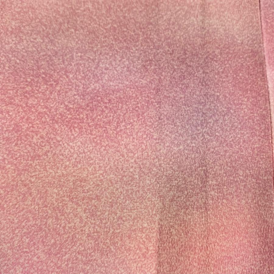 美品 小紋 身丈156cm 裄丈63.5cm S 袷 霞ぼかし ピンク 正絹 優品 中古