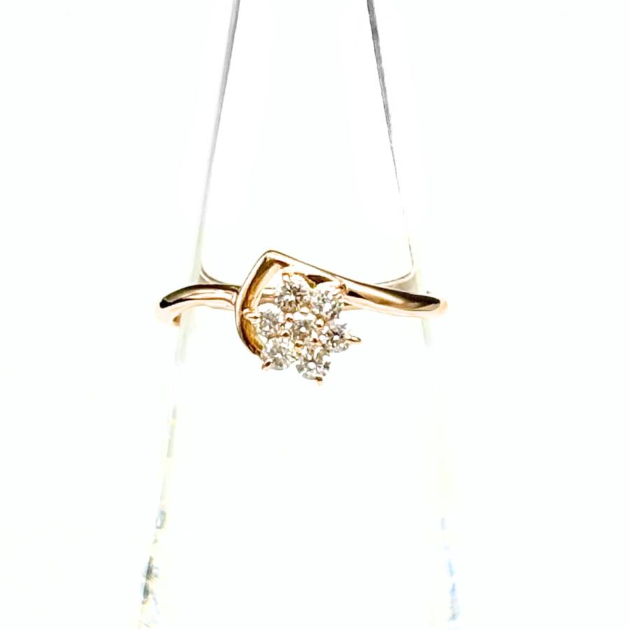 フラワーモチーフ デザインリング PG ピンクゴールド 指輪 メレダイヤ