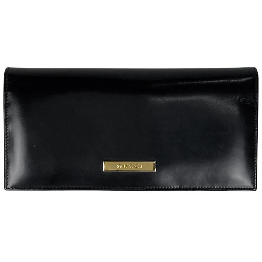 GUCCI ブラック レザー GGロゴ 二つ折り財布 長財布 GUCCI（グッチ） ロゴ 二つ折り 長財布 035211718240 メンズ 長財布