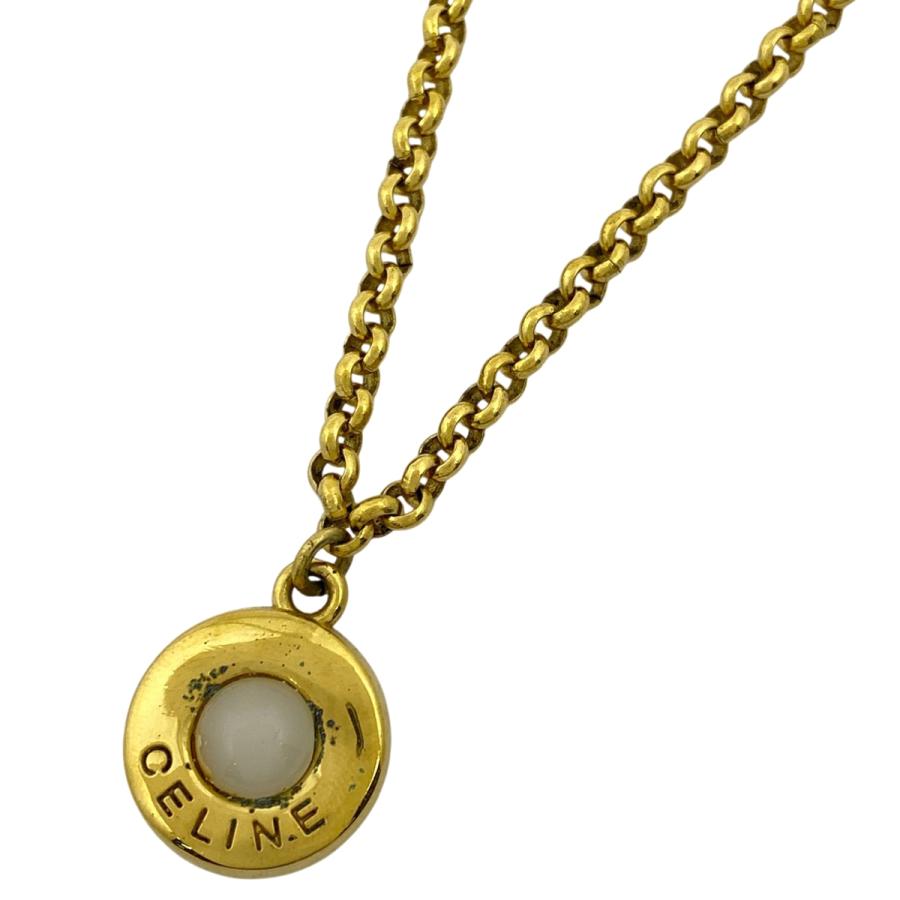 CELINEセリーヌフェイクパール×ゴールドペンダントネックレス イヤリング CELINE（セリーヌ） ロゴ フェイクパール ネックレス GP ゴールド