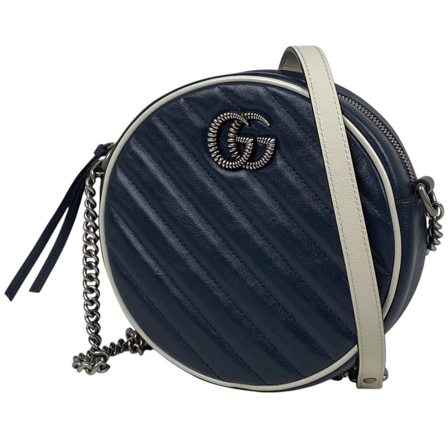グッチ GGマーモント ラウンド ミニ チェーン ショルダーバッグ レディース 【中古】 GUCCI（グッチ） GUCCI GGマーモント チェーン ショルダーバッグ