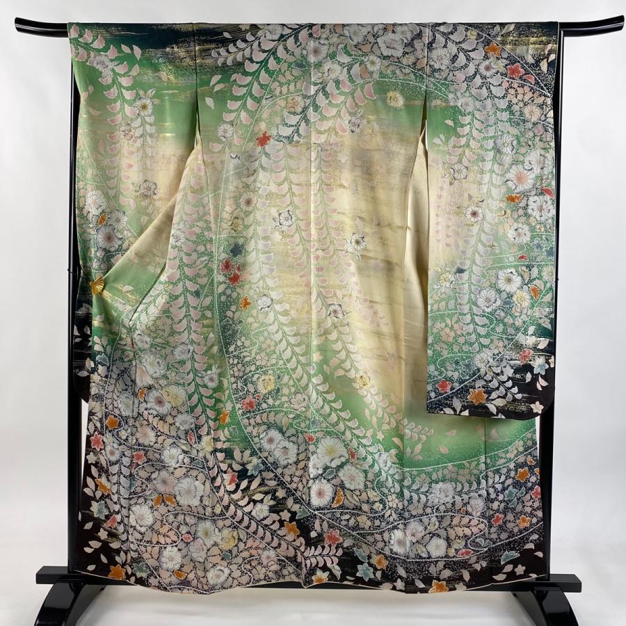 振袖 フルセット6点M〜Ｌ花鳥文　辻が花　暈し染め　金銀彩　正絹 a21-g56235reset.jpg