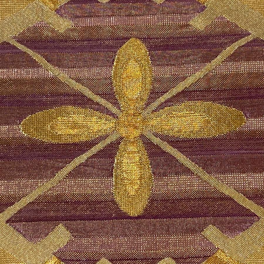 正絹 袋帯 金蘭 六通 古代帝王紫 袋帯 名品 帝王紫 落款あり 有職彩