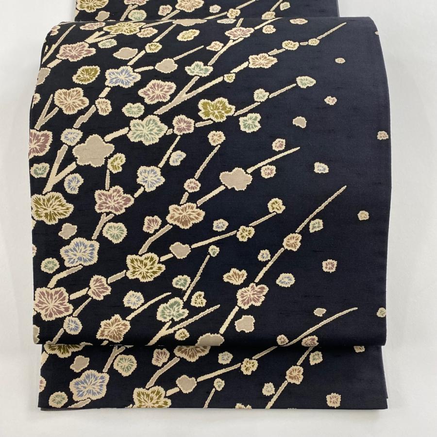 さくらぺぺ様【袋帯】牛首紬60902 美品 袋帯 逸品 紬地 枝桜 黒 全通 正絹 中古 : リユースセレクト