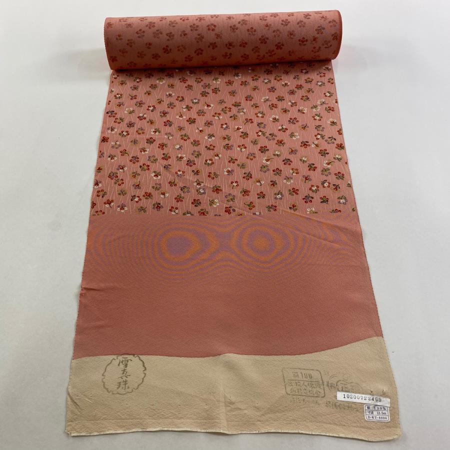 反物 秀品 小紋 草花 ピンク 正絹 中古 : リユースセレクトショップ